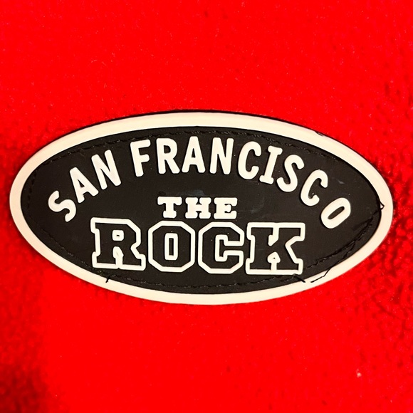 The Rock - Men’s Large -Alcatraz Federal Penitentiary Fleece Hoodie -Red & Black - Picture 4 of 13